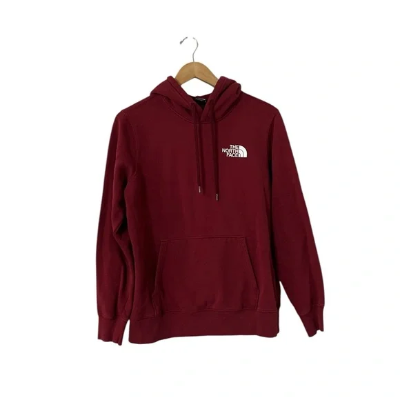 THE NORTH FACE NSE Box Graphic Burgundy Hoodie Sweatshirt Pullover Top - Picture 3 of 6